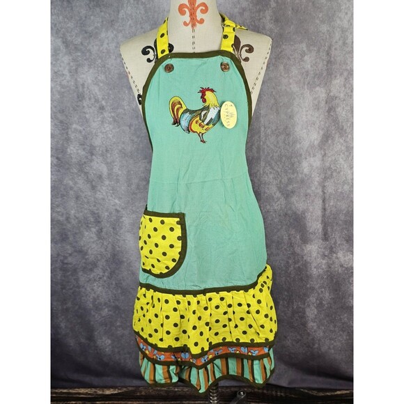 NWT Cypress Home Multicolor Ruster Embroidered Apron 100% Cotton Farm Style - Picture 1 of 10
